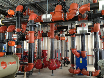View of commercial HVAC equipment at a facility.